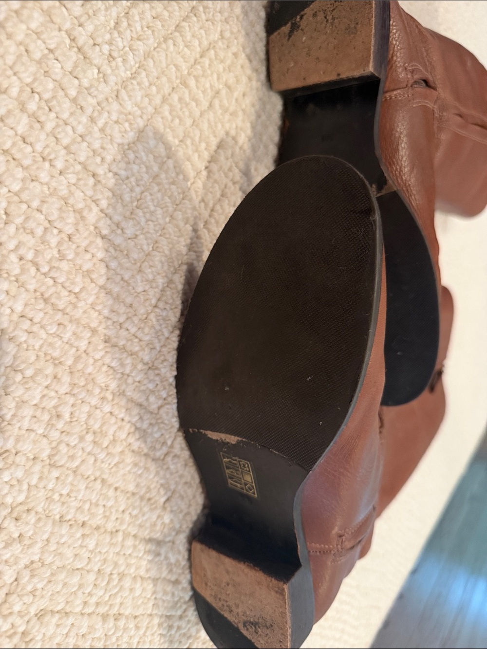 Tory Burch Brown Leather Riding Boots with Silver Logo - Picture 3 of 5